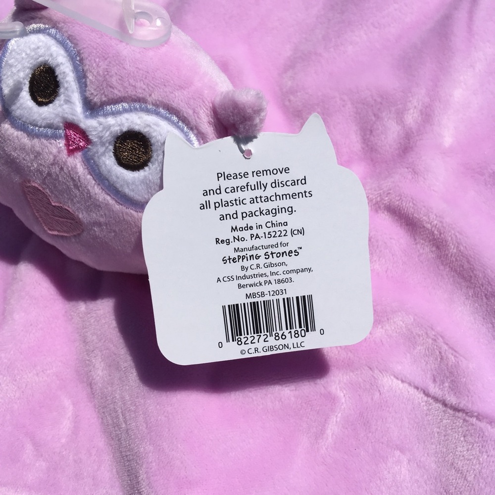 Owl Plush Security Blanket Lovey Whoo’s A Cutie Plushie Toy Stepping Stones New - Picture 7 of 8